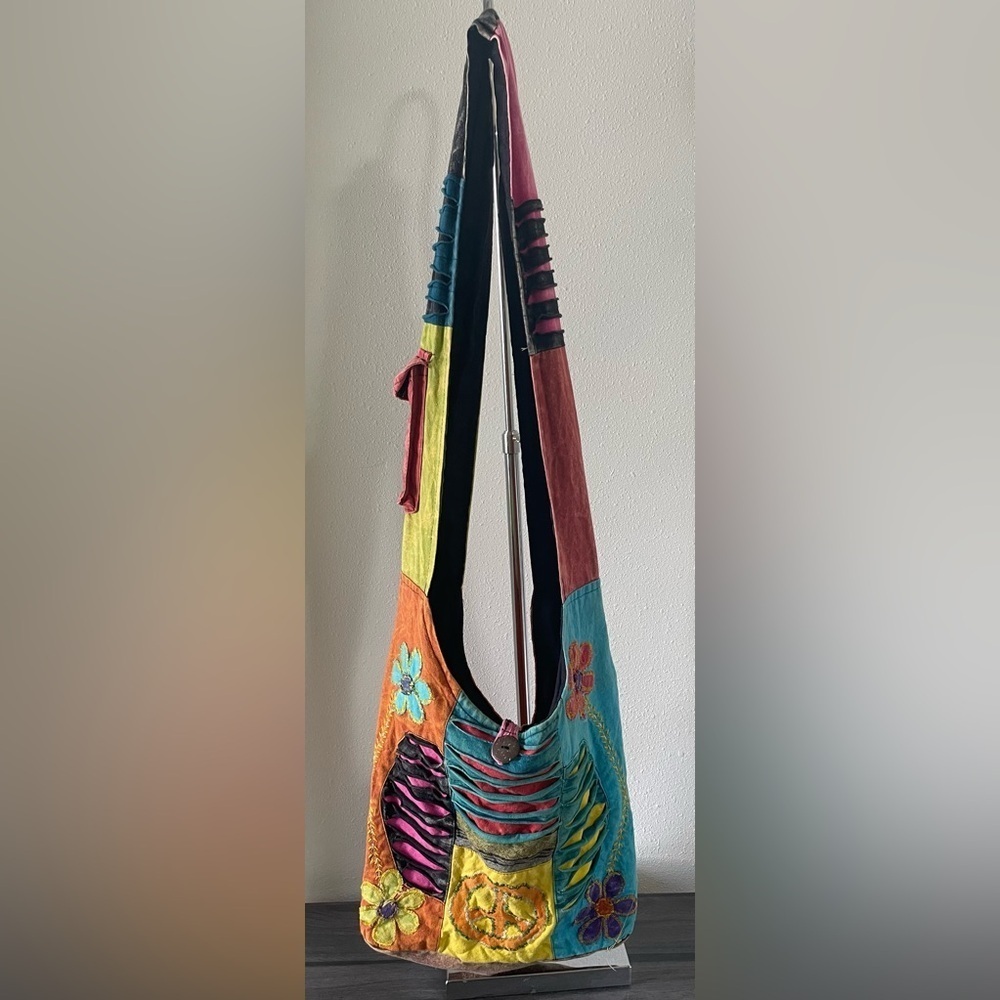Colorful Patchwork Hobo Bag handmade made in Nepal